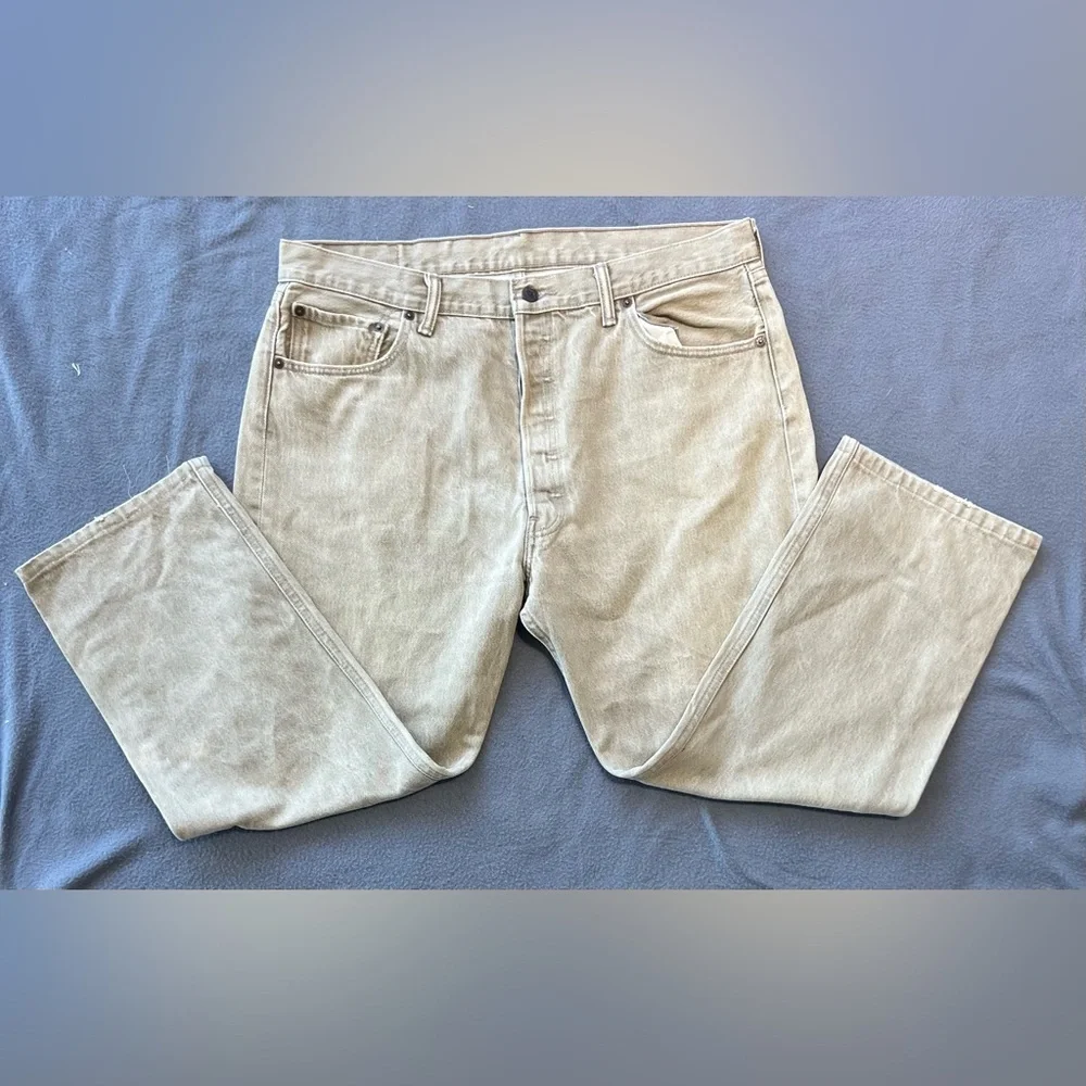Levi 501 Vintage Button Fly Beige Denim Jeans